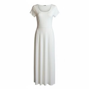 Simple Scoop Neck White Maxi Dress